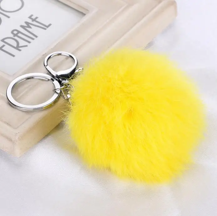 hzew silver color Key Chain Women Gifts Couples Keychain 8CM 100% real Rabbit Fur Ball Car | Украшения и аксессуары