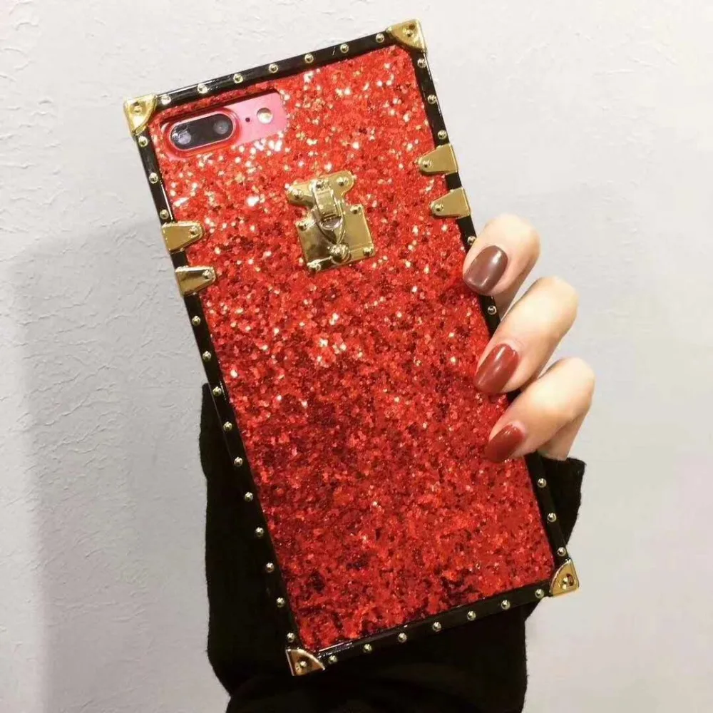 HOKEJ Deluxe Flash Square чехол для телефона iPhone X 7 8 6 s более блестящий XR Xs Max сумка мобильного