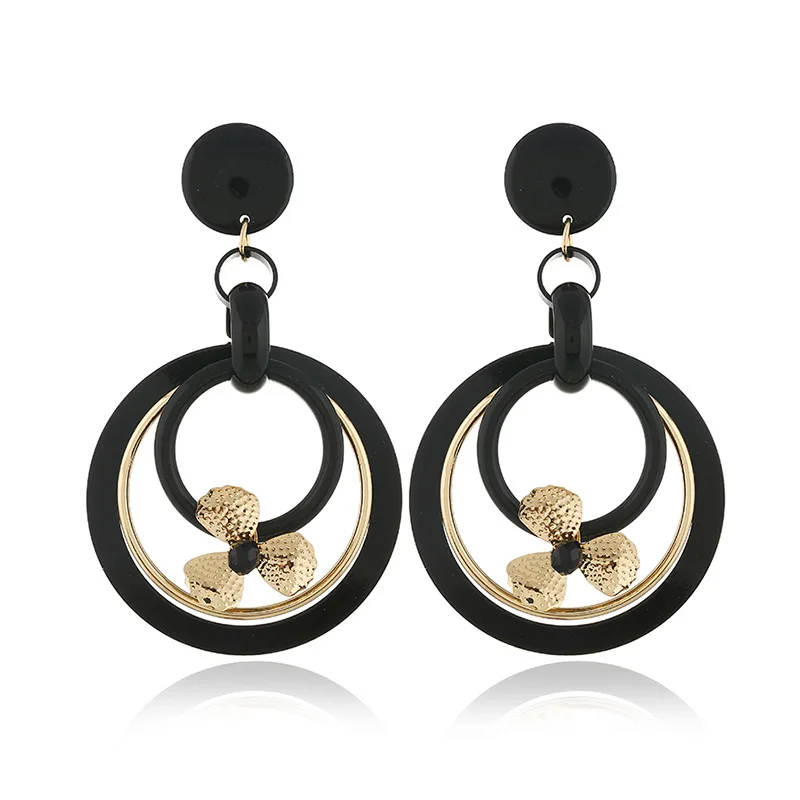 Женские Висячие серьги с черной петлей эффектные асимметричные современные