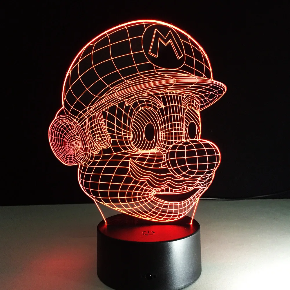 С изображением персонажа мультфильма Супер Марио Lampara светодиодный 3D ночной