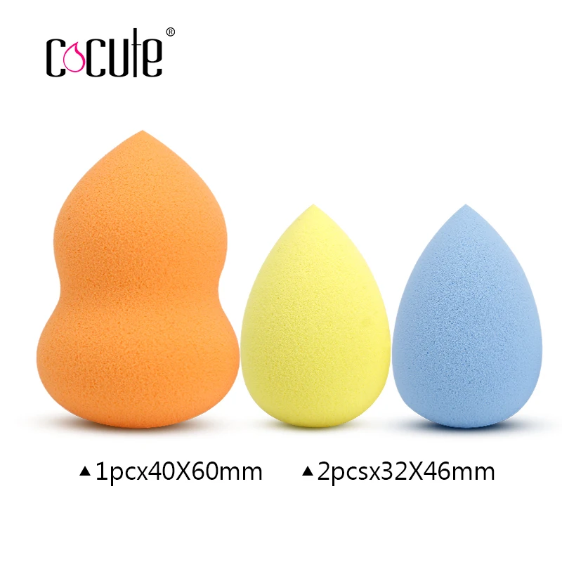 Cocute, 3 шт./лот, косметический спонж, профессиональный спонж для макияжа, для женщин, косметическая основа, инструменты, гладкий, для макияжа, пудра, пуховка