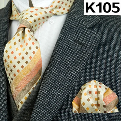 K105set В полоску, в клетку, в горошек, с цветочным узором из мужских галстуков галстуки галстук комплекты платок носовой платок шелковый галстук из жаккардовой ткани - Цвет: K105set