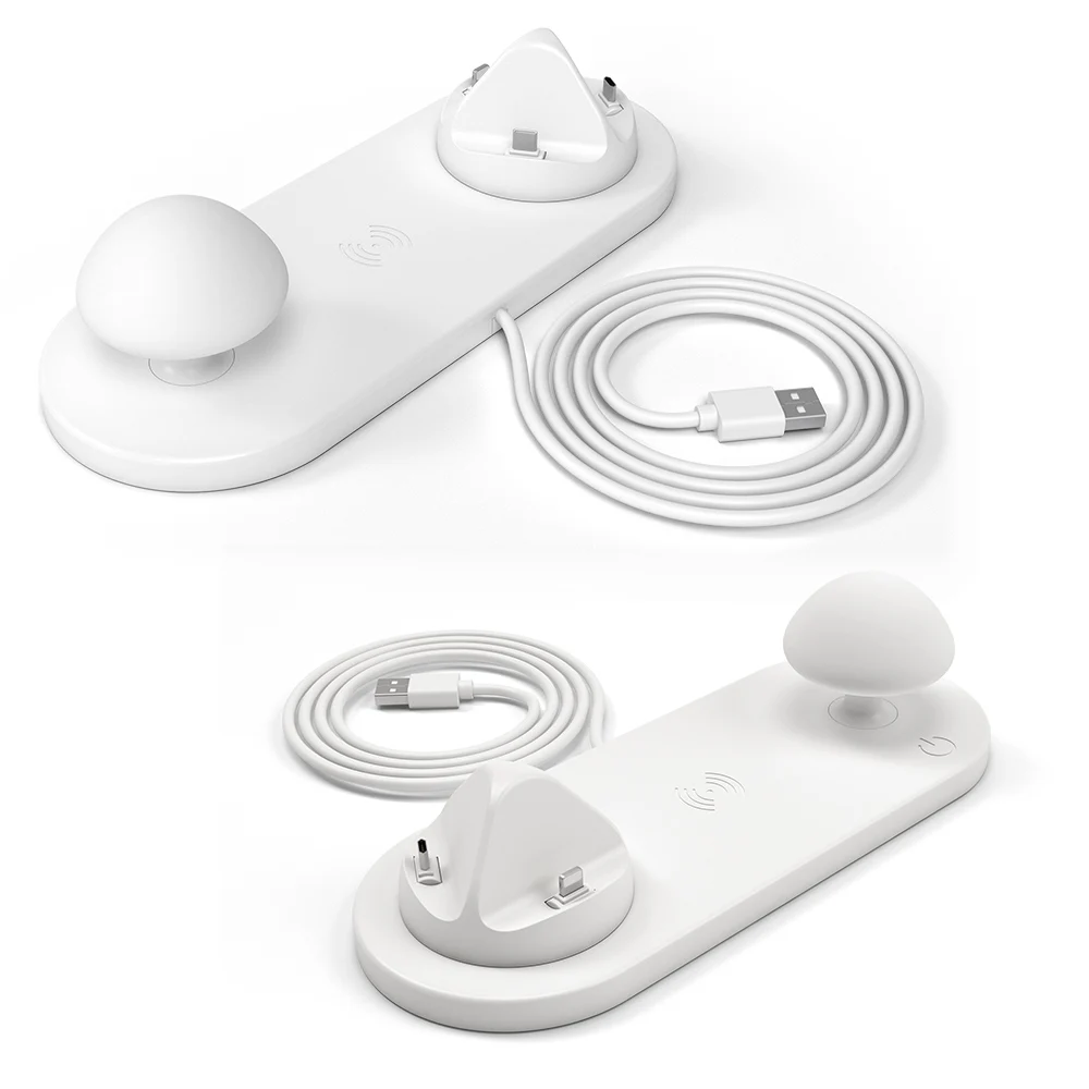 Ahowie 3в1 Qi Беспроводное зарядное устройство для IPhone/Micro/type-C гриб светодиодный свет