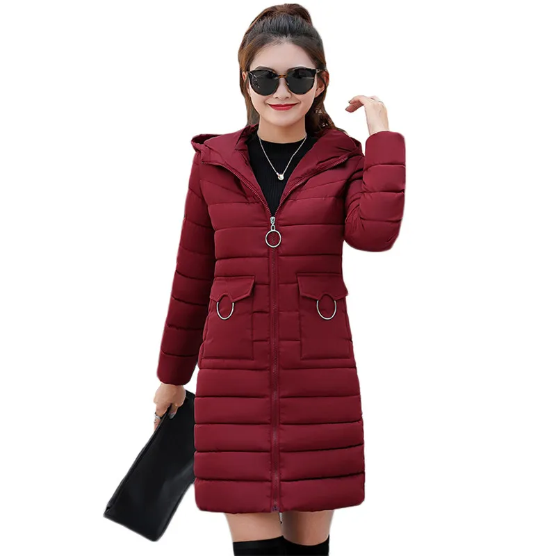 

Winter Coat Women Black Pink Yellow M-3XL Plus Size Hooded Parka 19 New Autumn Korean Fashion Loose Slim Long Down Jacket LD1088
