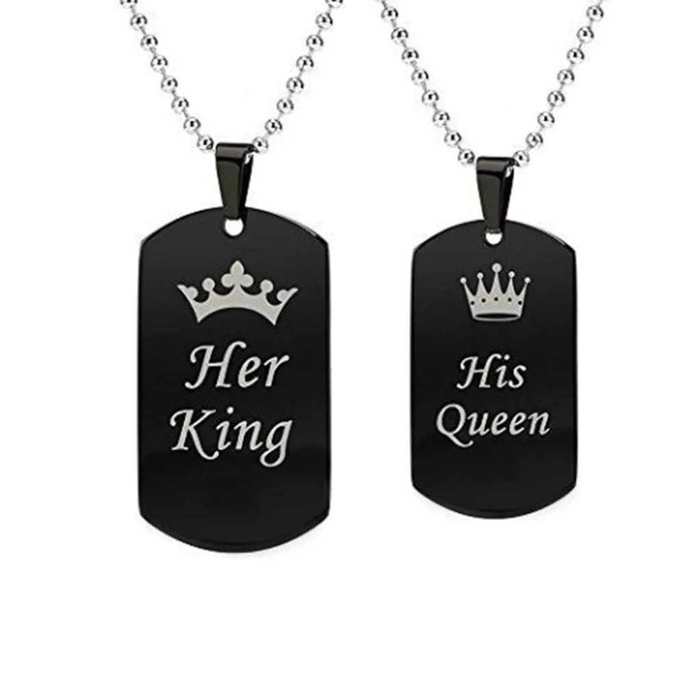 Король Queen ювелирное изделие для пары Корона Dog Tag король/Queen с надписью забавными