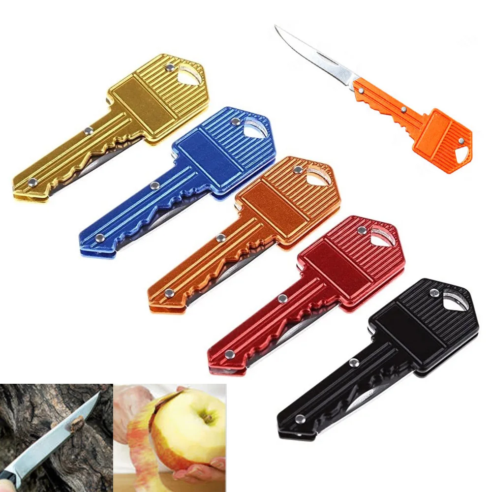 Брелок для ключей Мини-нож в виде ключа складной карманный коробка лезвий