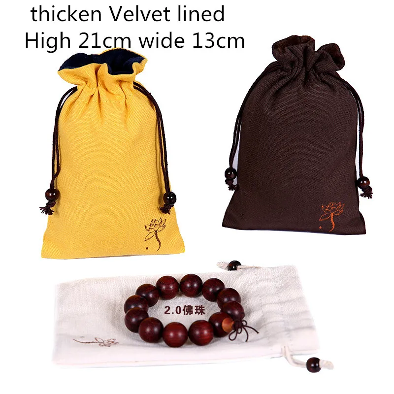 Thicken Large Velvet Drawstring Bag Cloth Travel for Jewelry Packaging Bags Portable Long Cotton Linen Storage Pouch | Украшения и