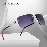 engeya high quality metal luxury brand men sunglasses polaroid lenses uv400 square designer driving rimless sun glasses t11008