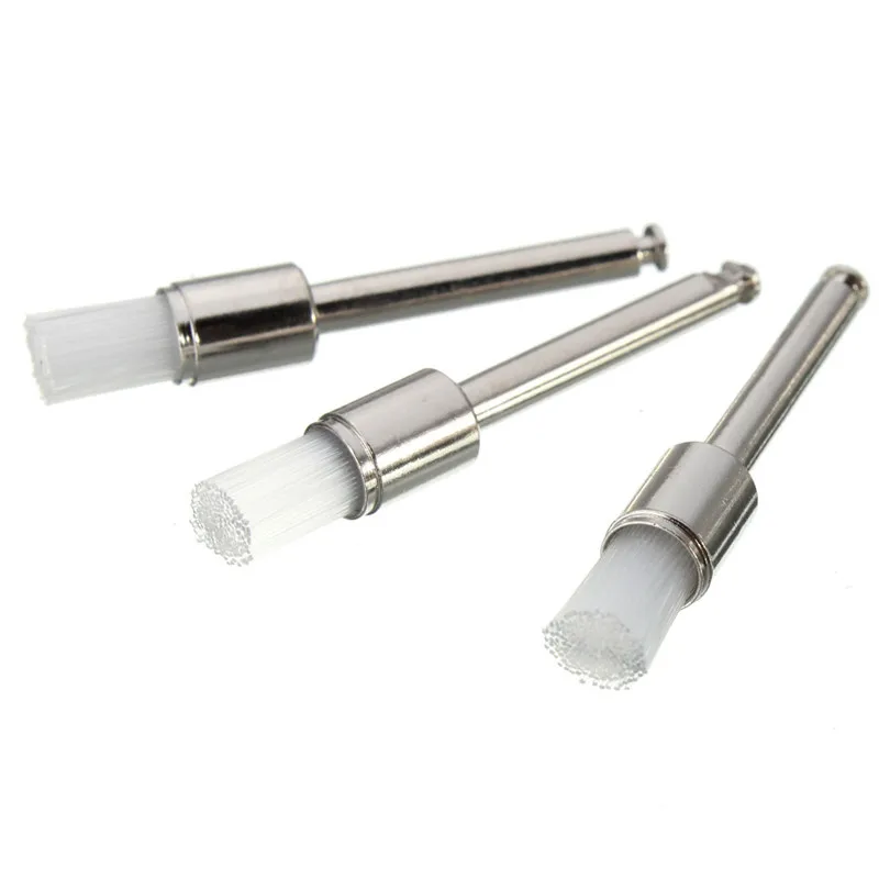 100 шт./кор. зубные белые нейлоновые полировальные проточенные кисти плоский тип