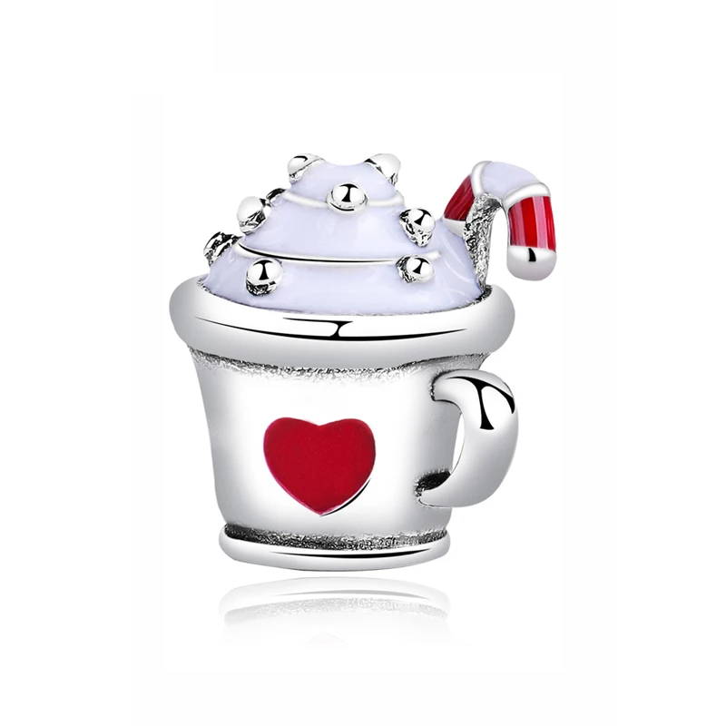 Warm Cocoa Charm Аутентичные 925 Серебряный Бисер Очарование Праздник Рождественская елка Санта талисманы в виде северного оленя Fit Pandora Браслеты Женские DIY ювелирные изделия - Цвет: Warm Cocoa Charm