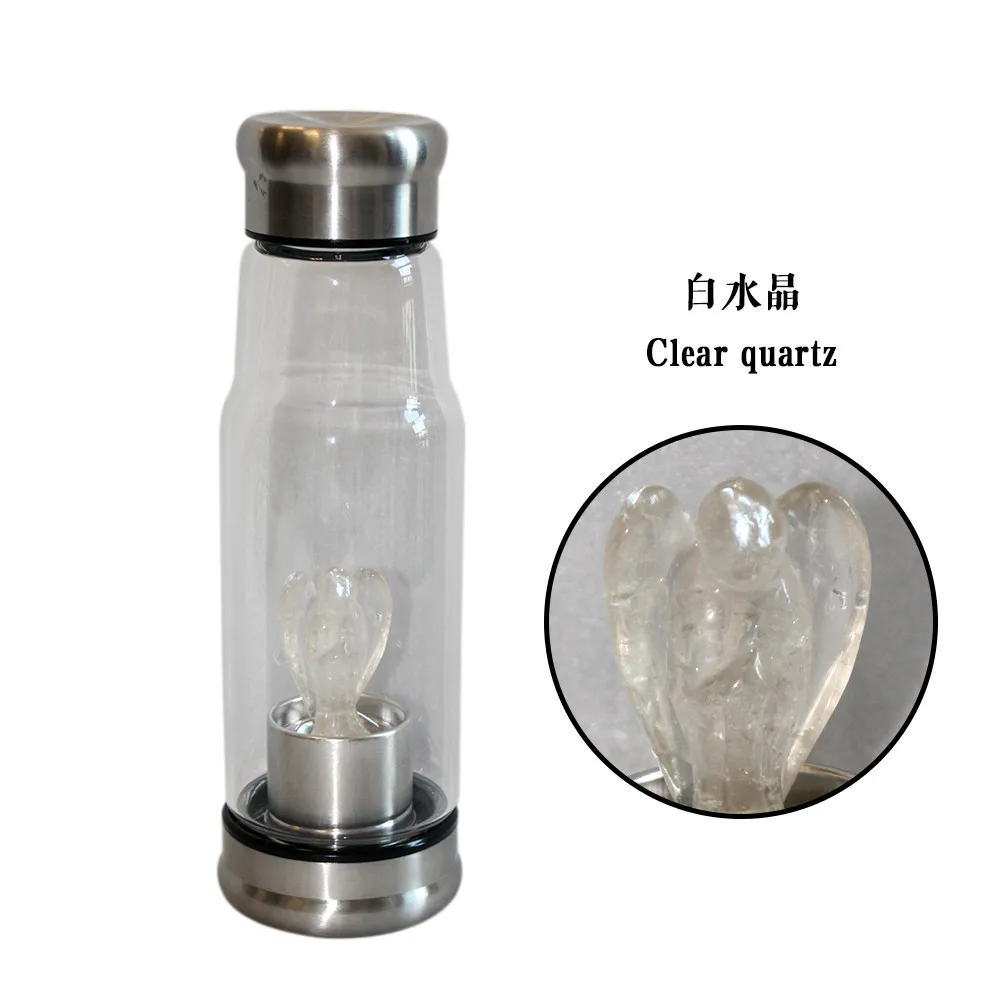 clear quartz Все виды натурального кварца драгоценный камень стекло Elixir бутылка для воды точка ручной резной 2 дюйма чашка ангел кристаллические палочки gif - Цвет: clear quartz