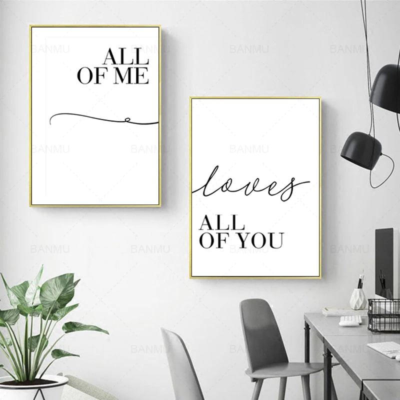 

Black And White Motivational Love Quote Posters Minimalist Canvas Painting Wall Pictures Art Prints For Living Room Home Decor