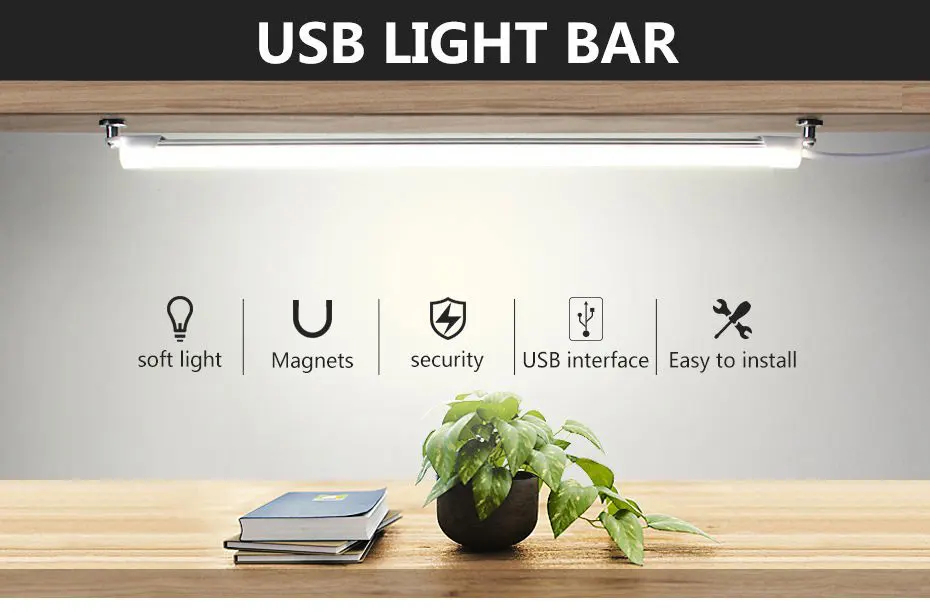 Светодиодный светильник под шкаф, кухонный шкаф, 5 В, usb-кабель светодиодный, полоса, бар, лампа, зеркало, кабинет, настольная лампа, настенное освещение A1
