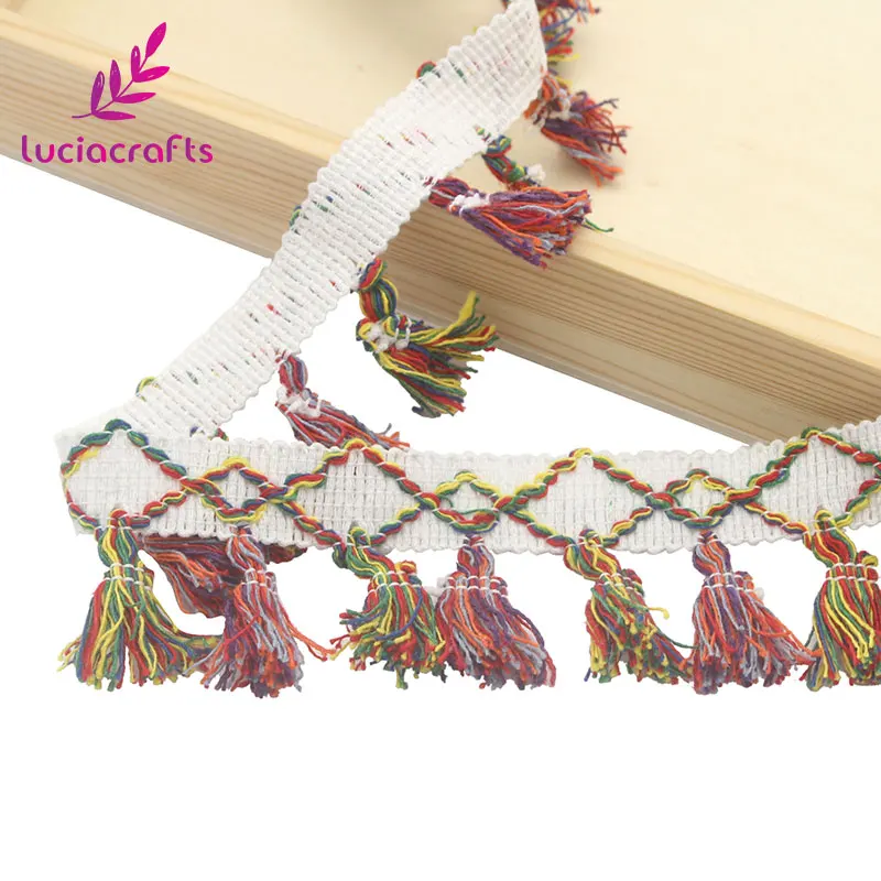 C5 Mixed color Lucia crafts 1 ярд/лот вязаная отделка Кружева кисточкой этнический стиль бахромой DIY одежды окна занавески для украшения Аксессуары K0102 - Цвет: C5 Mixed color
