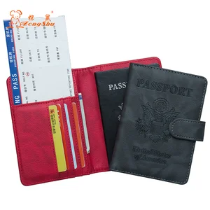 USA Red Color Mixing Buckle Double-Headed Eagle Passport Holder Built In Rfid Blocking Protect Personal Information