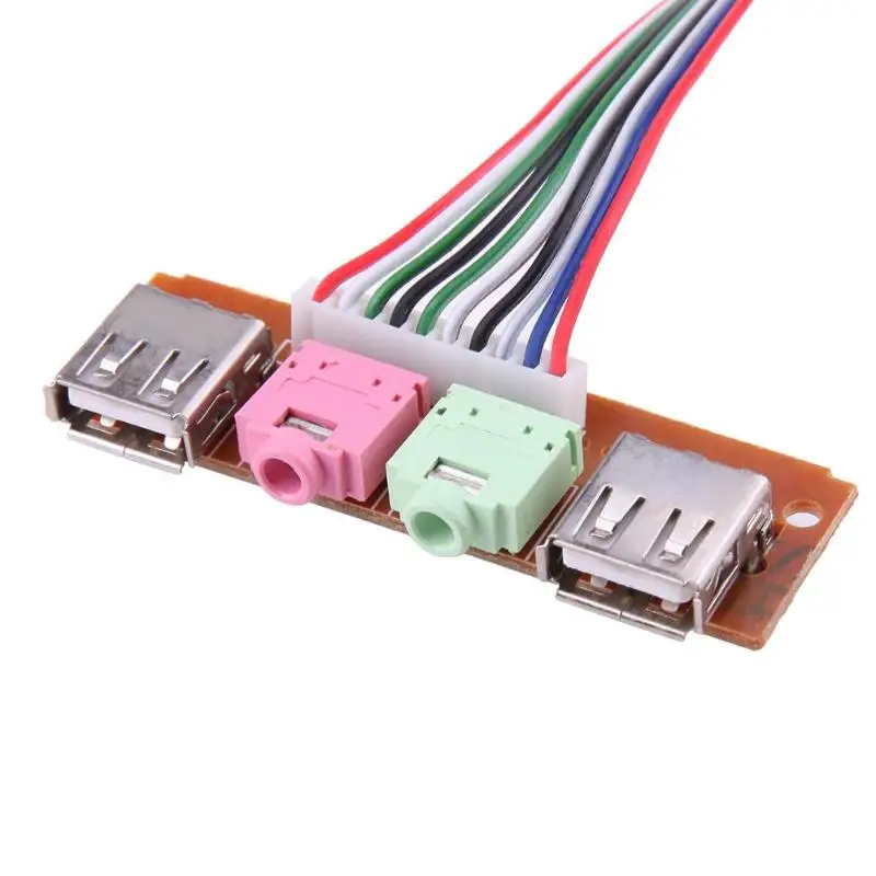 Шнур для наушников с usb портом кабель 2 портами USB s и Mic Аудиоразъемы ПК чехол