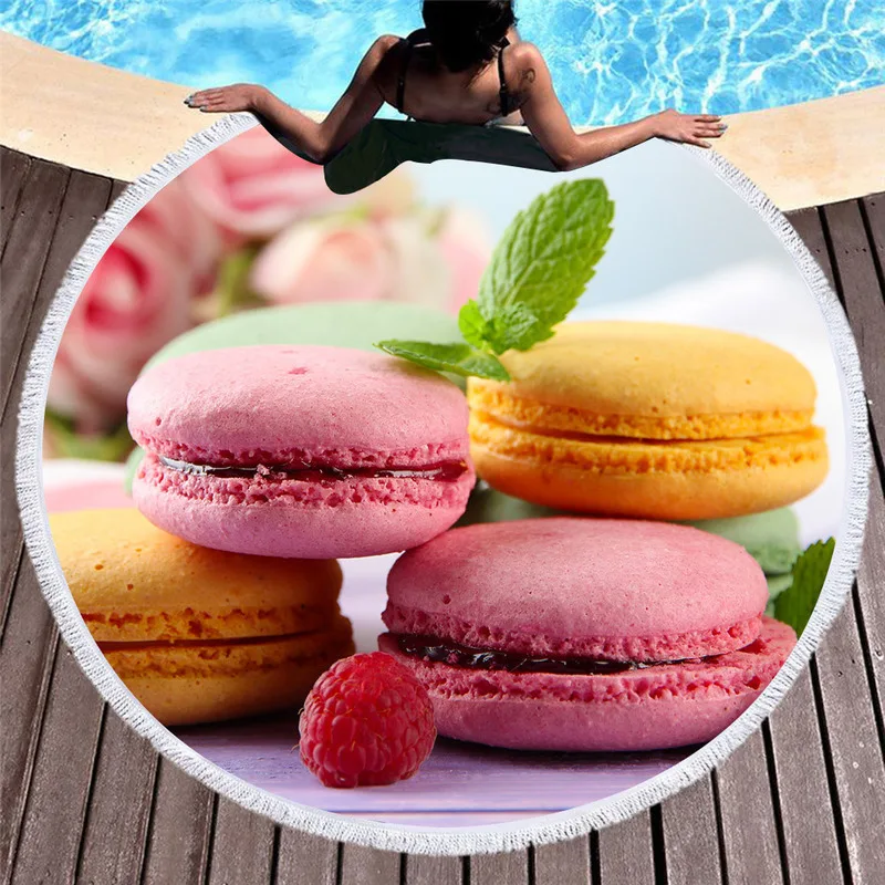 3d цифровое мягкое пляжное полотенце Macaron для женщин французский десерт