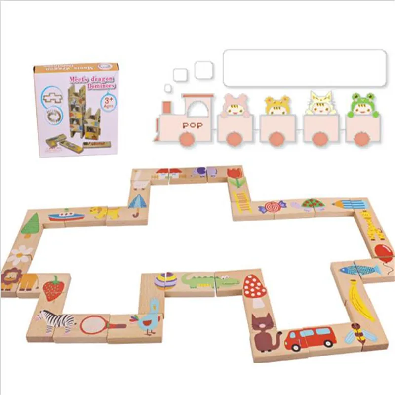 Новинка 28 шт./компл. унисекс Детские домино с животными блоки игрушки безопасное