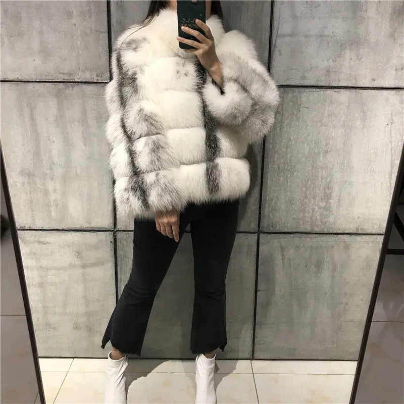 Женская меховая куртка женская верхняя одежда из натурального Лисьего меха |