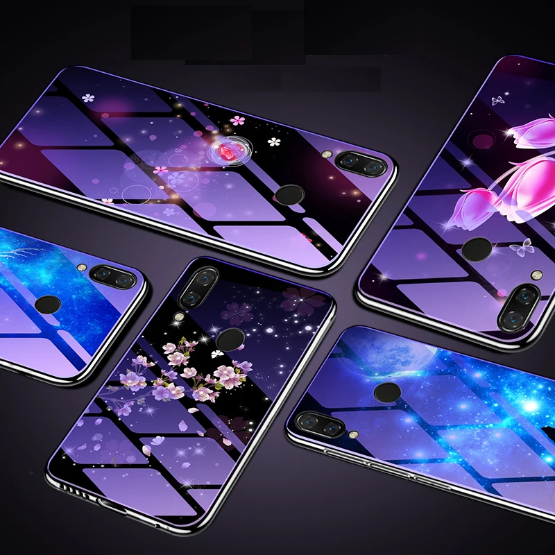 For Xiaomi 8 LITE 8SE 9 9SE PLAY 5X 6X 6 Case Plating Painted Blue Light Glass Cover on for Redmi S2 5A 7A Note 3 4X 5 7 case |