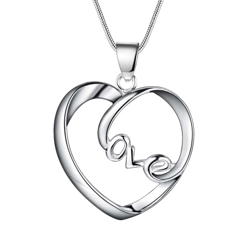 Ожерелье с серебряным покрытием love heart новые серебряные ожерелья и подвески XXSUSHGN
