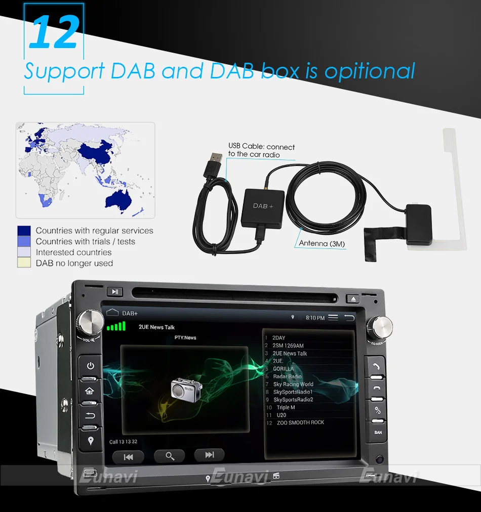 Eunavi 2 Din 7 ''Android 9,0 автомобильный dvd-плеер четырехъядерный gps радио для VW/Volkswagen/PASSAT/B5/MK5/GOLF/POLO/TRANSPORTER стерео BT