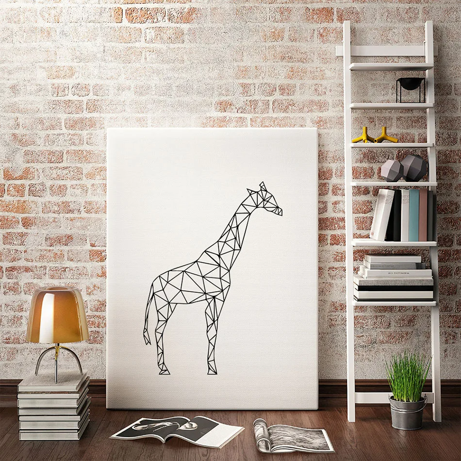 Геометрические Жираф плакат Гостиная 25*30 принт минималистский настенный Книги