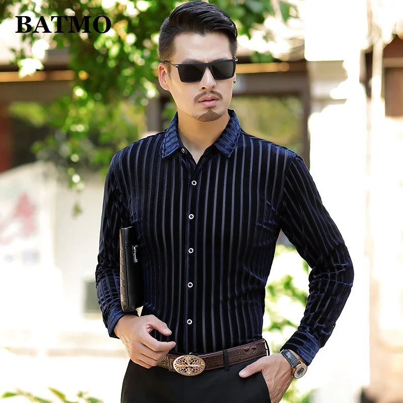 Batmo 2021 Новое поступление Весенняя бархатная полосатая повседневная мужская