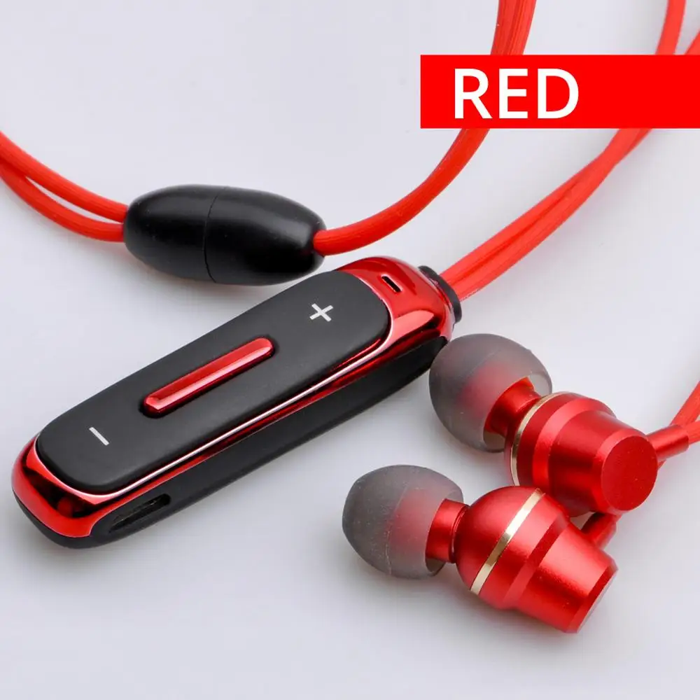 FONKEN Bluetooth наушники-вкладыши Беспроводные наушники с микрофоном Спорт бас магнитное ожерелье наушник в ухо наушники для мобильного телефона - Цвет: Red Earphone