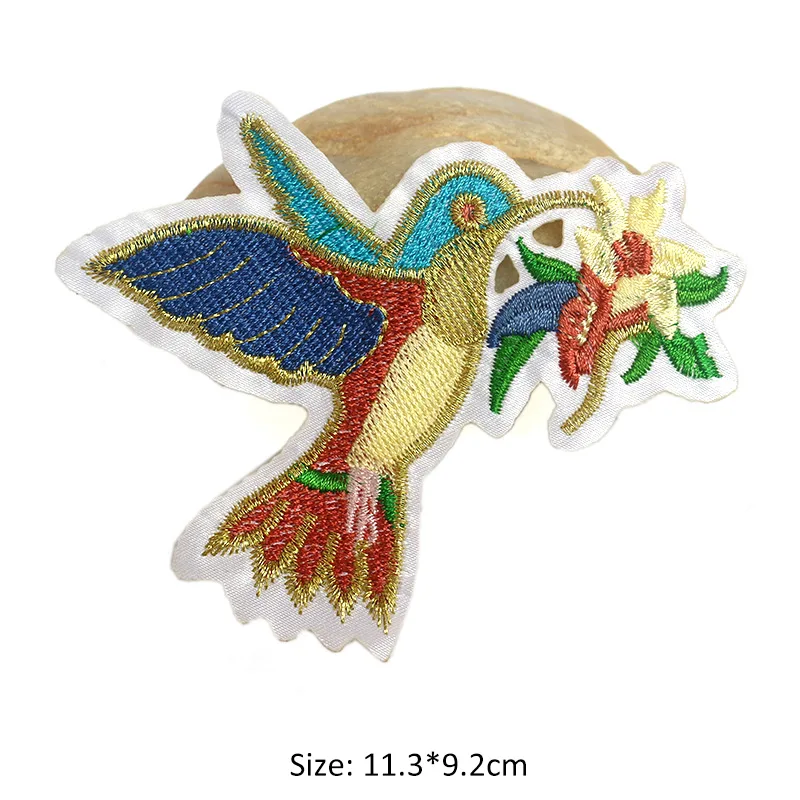 Flower Bird Butterfly Goldfish Embroidered Patches For Clothing DIY Stripes Applique Clothes Stickers Iron On Patches Badges - Цвет: 4