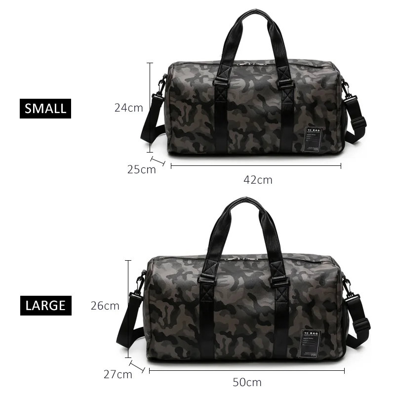 Scione Unisex Camouflage PU Travel Cabin Bags Waterproof Practical Luggage Shoulder Bag Large Leisure Portable With Shoe Pack