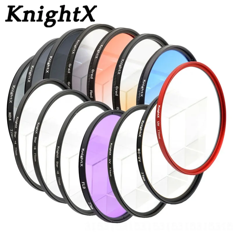 KnightX 49 мм 52 мм 55 мм 58 мм 62 мм 67 мм 72 мм 77 мм Серый фильтр для объектива камеры для sony Canon Nikon fujifilm obiettivi 550d UV