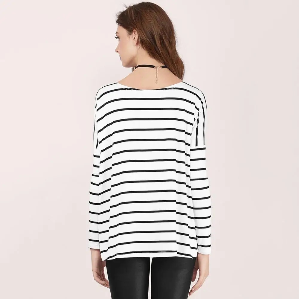 t shirt women 2017 stripe casual tops loose t-shirt long-sleeve HARAJUKU woman Women's Clothing | Женская одежда