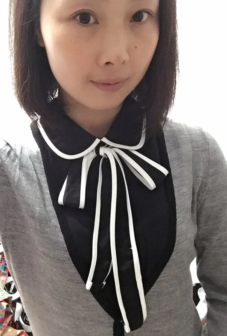 Черно белый съемный галстук бабочка воротник рубашки Поддельный Воротник