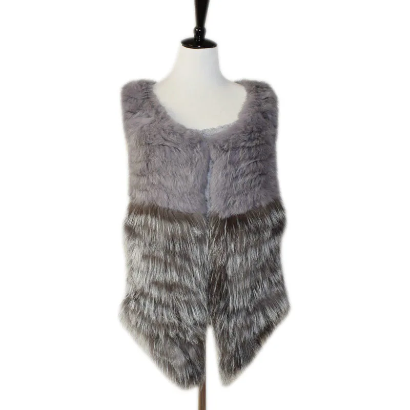 knitted 100% Real raccoon fur vest/ jacket /overcoat Russian women's fashion winter warm genuine fur vests ourwear harppihop
