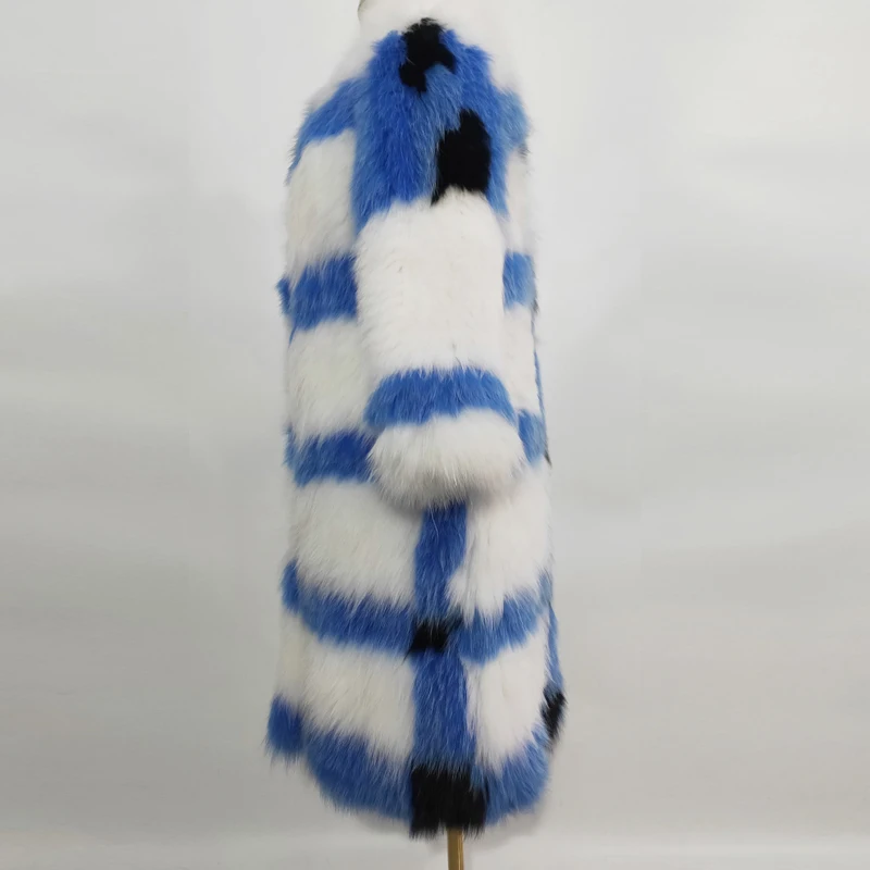 The latest fashion warm soft natural fox fur coat long fox fur woven printed leather coat women's winter coat leather fur coat enlarge