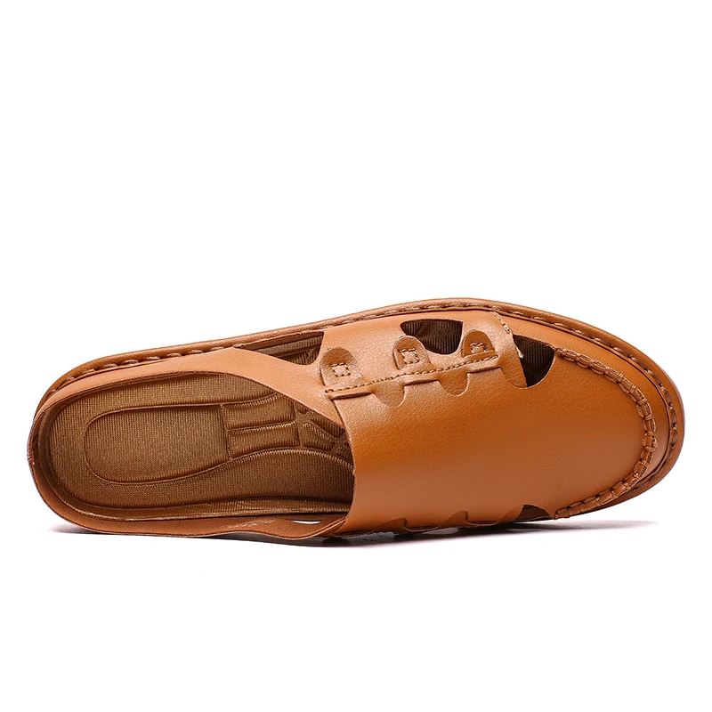 

2020 Summer Mens Leather Casual Shoes High Quality Outdoor Beach Lazy Sandals Hot Sale Water Shoes Plus Size 48 Tenis Sandalet