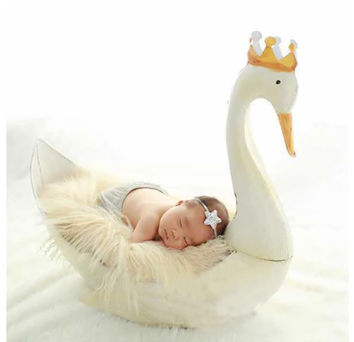 Белый Новорожденный реквизит для фотосъемки bebe милый белый лебедь реквизит подарки детский реквизит для студийной фотосъемки - Цвет: Белый