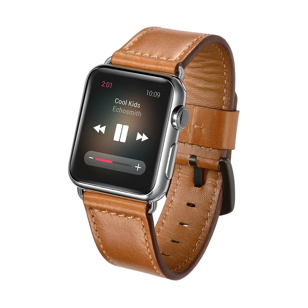 Simple Soft Leather Men's WatchBand For Apple Watch Band Series 4 3 2 1 38mm 40mm 42mm 44mm Black Brown Wrist Bracelet Strap | Наручные