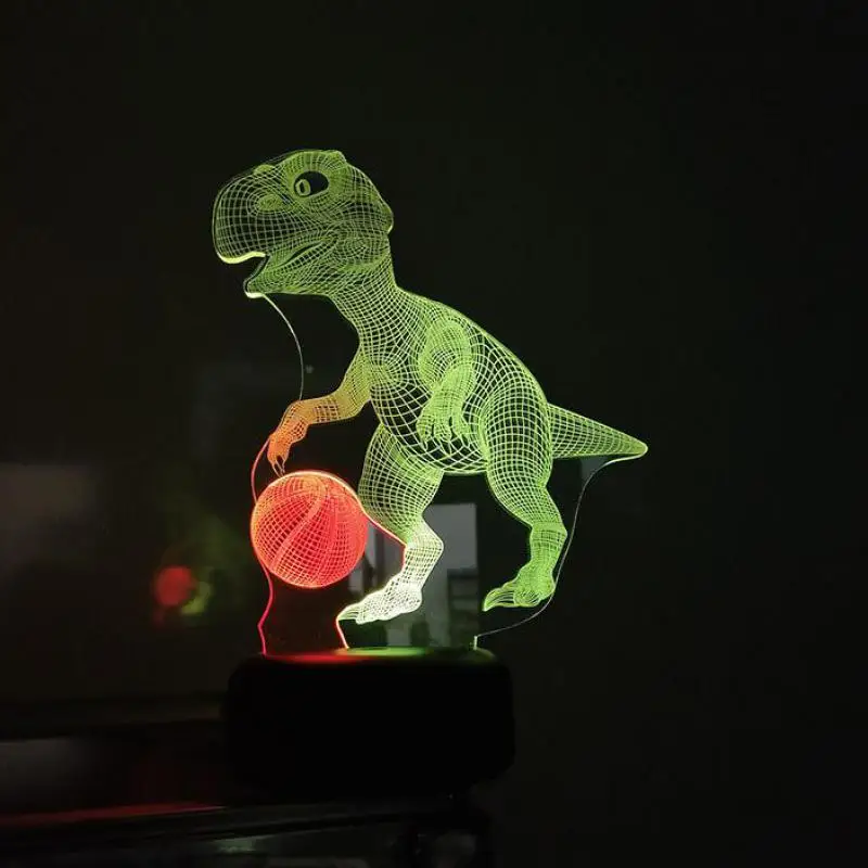 Led 3d Динозавр баскетбольное видение маленькие ночные светильники креативные