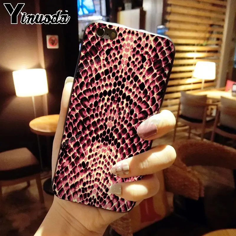 Yinuoda Змеиная Кожа Искусство ТПУ Мягкий силиконовый чехол для телефона iPhone 5 5Sx 6 7 7 plus 8 8 Plus X XS MAX XR чехол coque funda