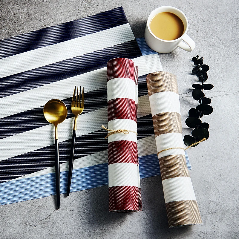 Шикарный коврик для столовых приборов из ПВХ в полоску обеденного стола