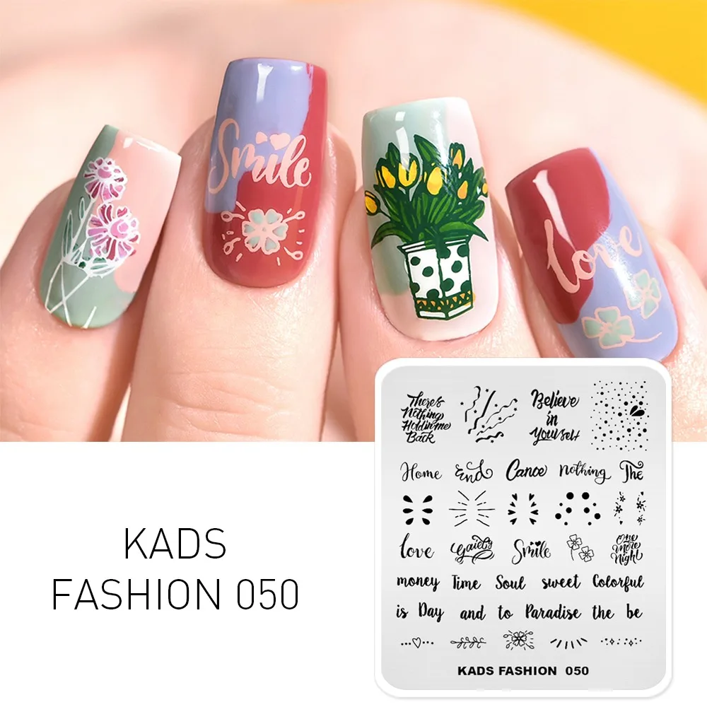 KADS Новое поступление модная пластина для стемпинга ногтей милые слова дизайн