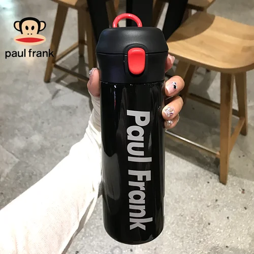Black letters 500ML Обезьяна с большим ртом термос из нержавеющей стали большой емкости портативный пара чашка для делового человека путешествия прямое тело Термокружка - Цвет: Black letters 500ML