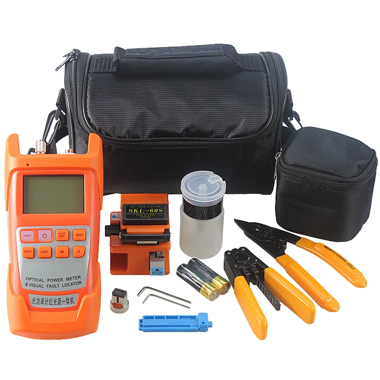 Волокно-оптические ftth Tool Kit с Волокно Кливер, все в оптических Мощность метр Визуальный дефектоскоп 1 МВт, провода для стриптиза