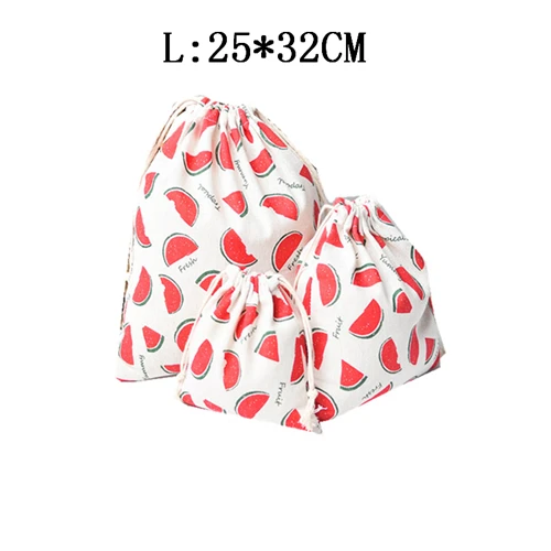 Red L 1 шт., фруктовая Хлопковая Сумка на шнурке, женская косметичка для путешествий, косметичка, обувь, органайзер для хранения ткани, сумки, маленький кошелек для монет, карман - Цвет: Red L