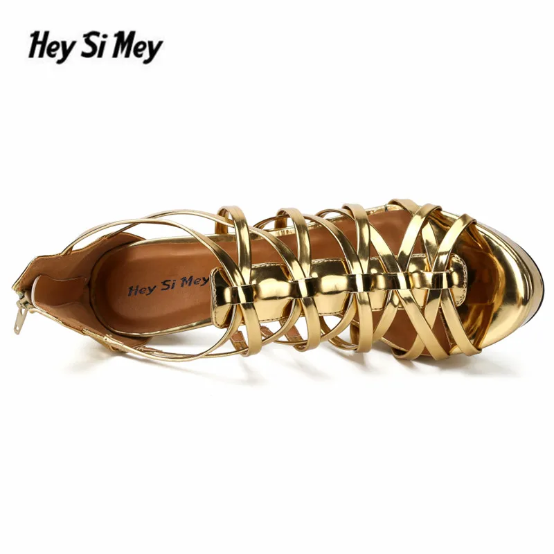Crossdresser Stiletto Plus:39-48 49 50 Summer Ankle wrap Sandals 14cm Thin high-heeled shoes woman Gold pumps zapatillas mujer | Обувь