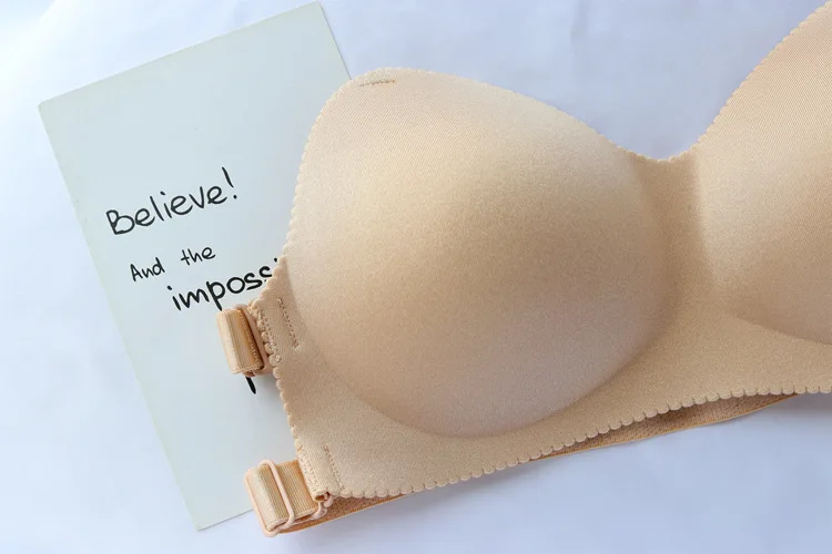 Без бретелек lUnderwear женский беспроводной пуш-ап сексуальный лиловый сплошной Цвет Передняя Пряжка 3/4 чашка крест обратно собрать бюстгальтеры короткий топ, бюстгальтер без косточек