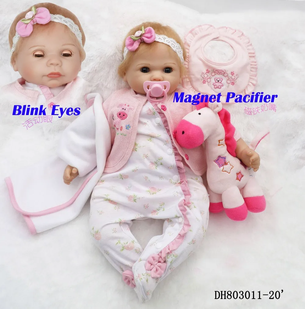 

20" Blinking eyes bebes reborn bonecas silicone baby dolls reborn real alive newborn babies for children gift oyuncak bebek