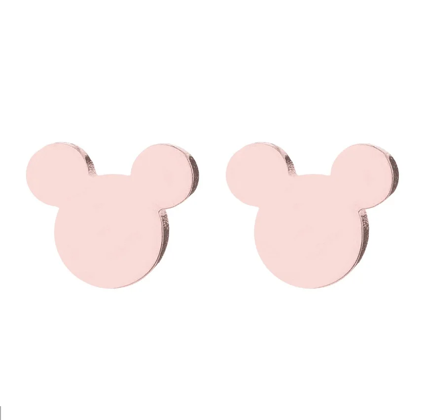 Rose Gold Милые серьги-гвоздики с Микки Маусом, ювелирные изделия для девочек, Мультяшные персонажи, модные серьги для женщин, забавные ювелирные изделия - Окраска металла: Rose Gold